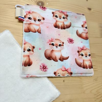 Débarbouillette lavable - Motifs Loutres