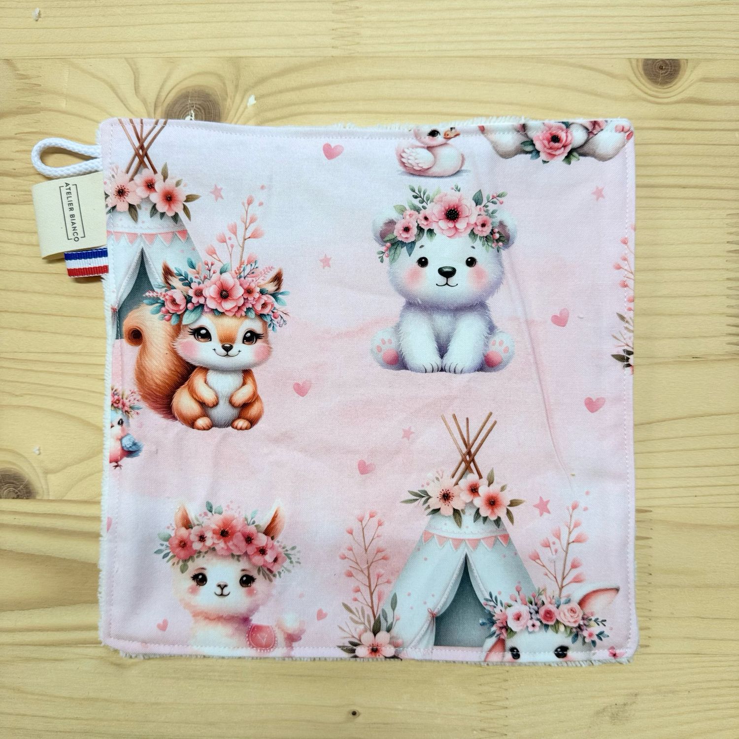 Débarbouillette lavable - Motifs Lama, Lapin, Fleurs