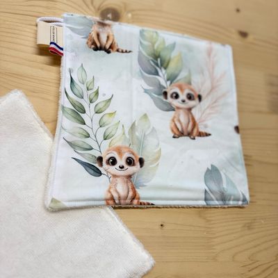 Débarbouillette lavable - Motifs Lémuriens