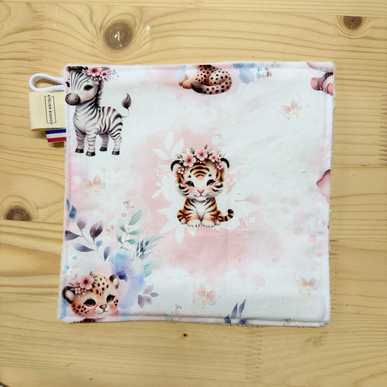 Débarbouillette lavable - Motifs Bébé savane