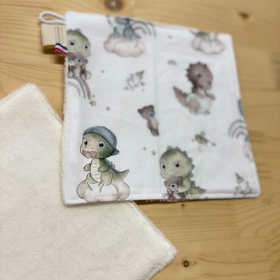 Débarbouillette lavable - Motifs Dinosaures