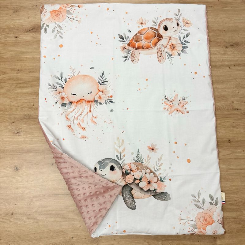 Couverture bébé personnalisable - Motifs Océan, Tortue, Baleine, Dauphin