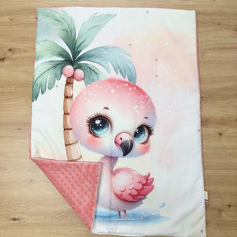 Couverture bébé personnalisable - Motifs Flamand rose
