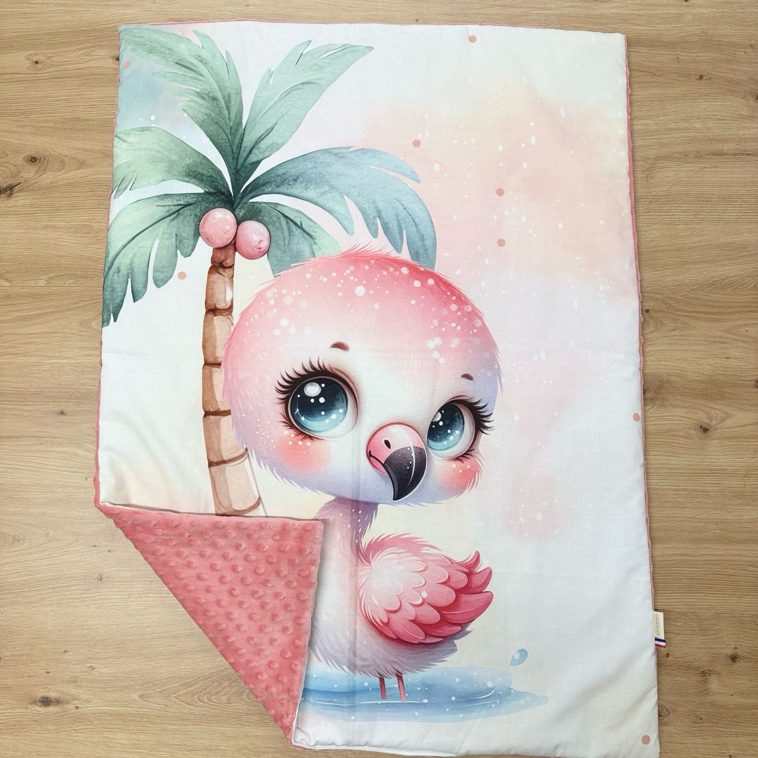 Couverture bébé personnalisable - Motifs Flamand rose