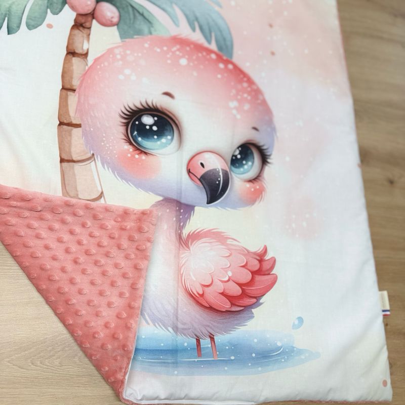 Couverture bébé personnalisable - Motifs Flamand rose