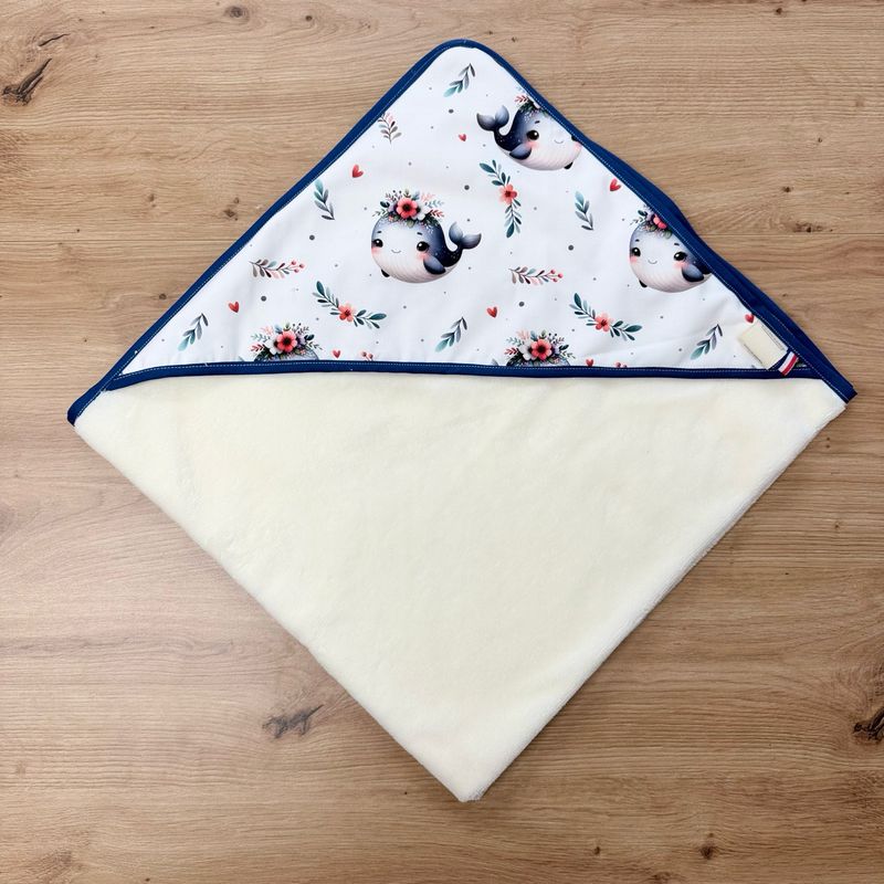 Cape de bain bébé - Motifs Baleine