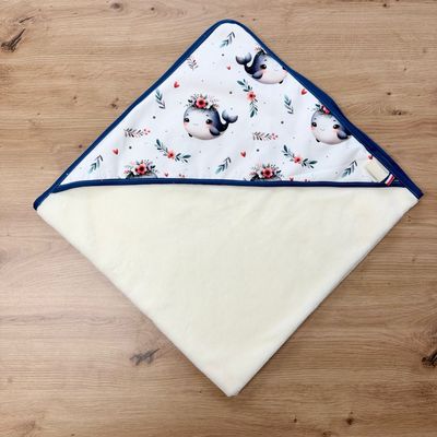 Cape de bain bébé - Motifs Baleine
