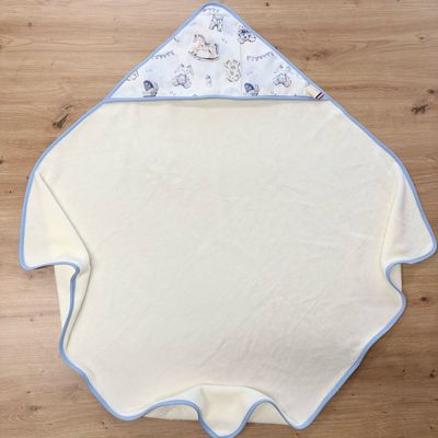 Cape de bain bébé - Motifs Toile de jouy bleu