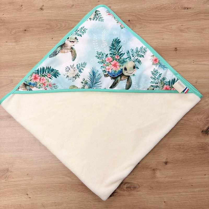 Cape de bain bébé - Motifs Tortue