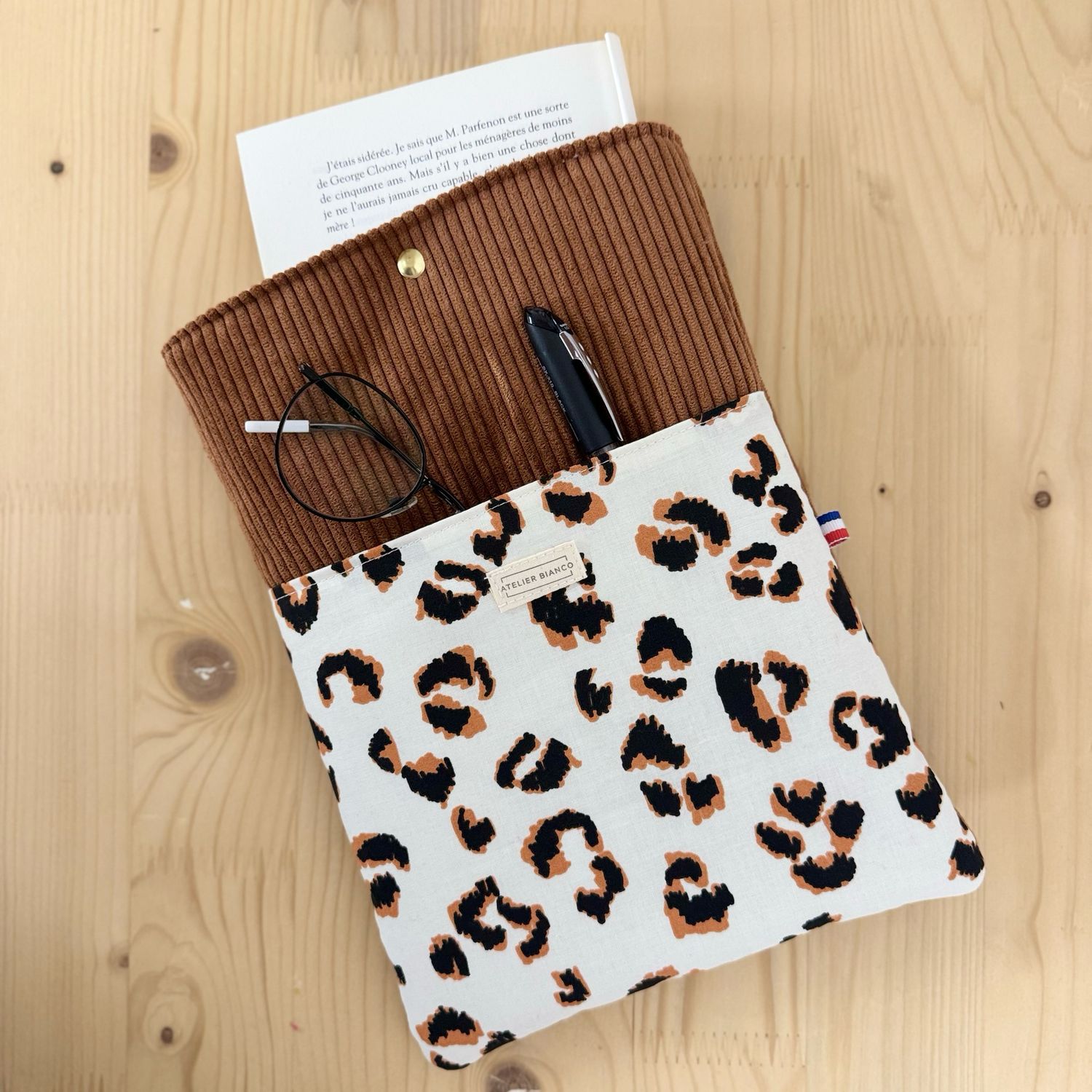 Pochette à livre – Velours côtelé & coton imprimé