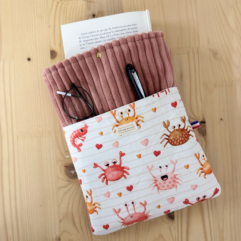 Pochette à livre – Velours côtelé & coton imprimé