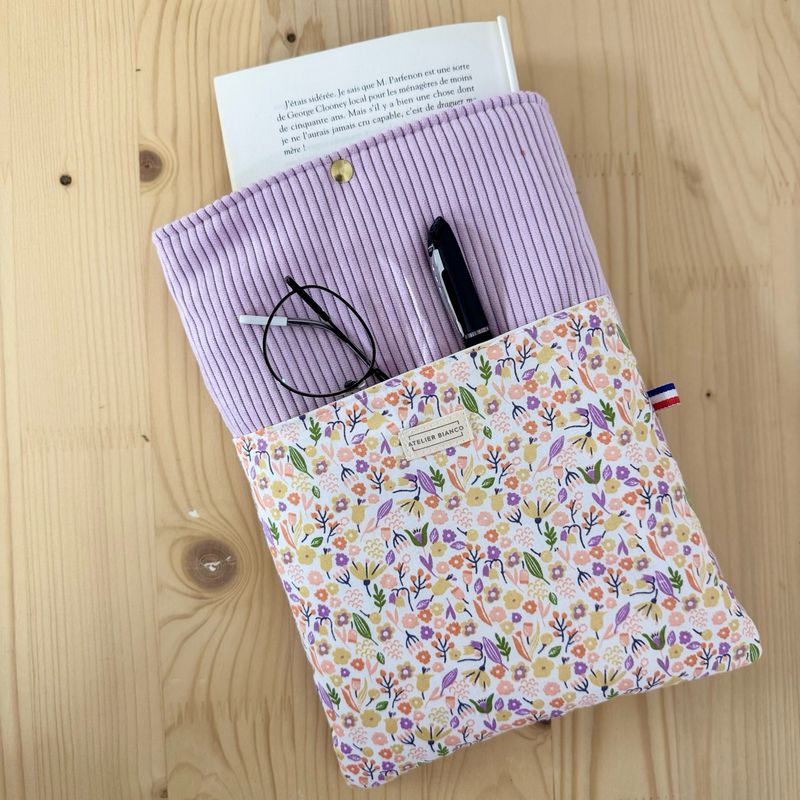 Pochette à livre – Velours côtelé & coton imprimé