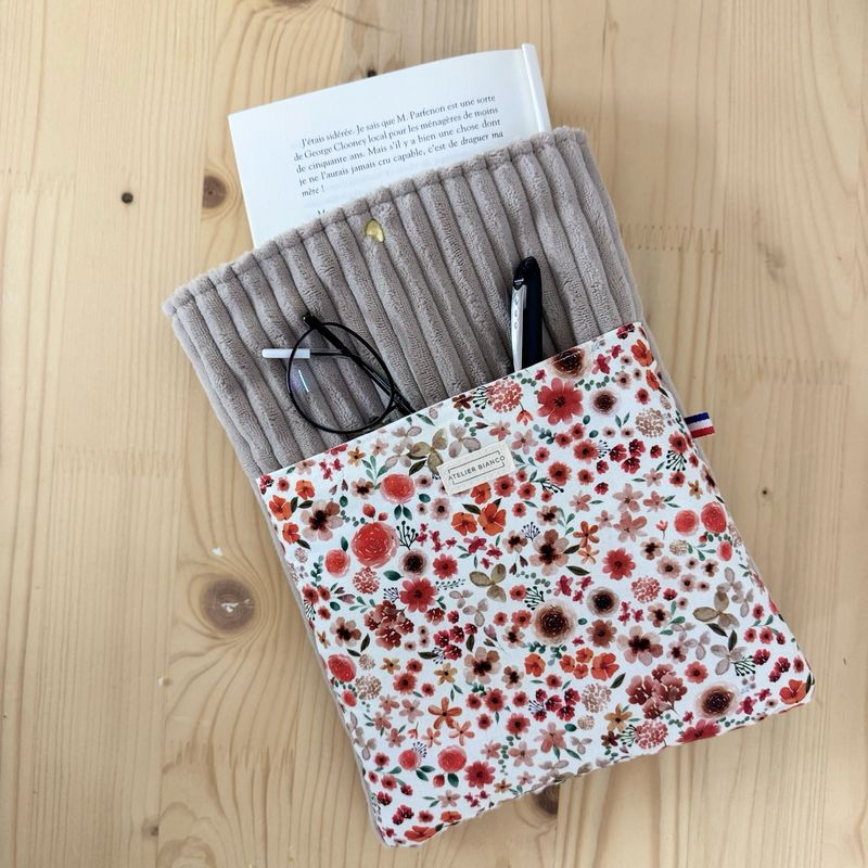 Pochette à livre – Velours côtelé & coton imprimé