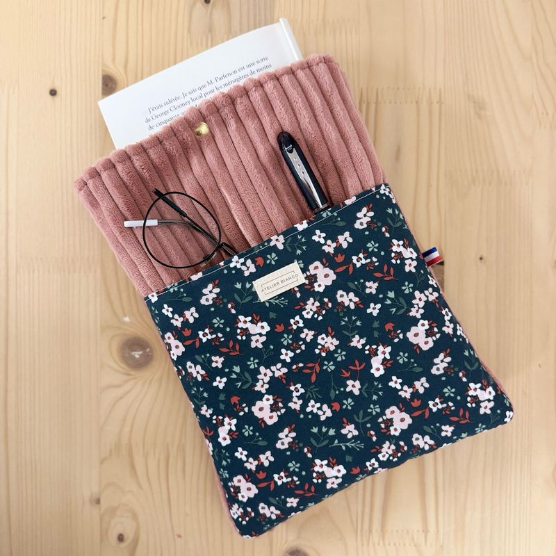 Pochette à livre – Velours côtelé & coton imprimé