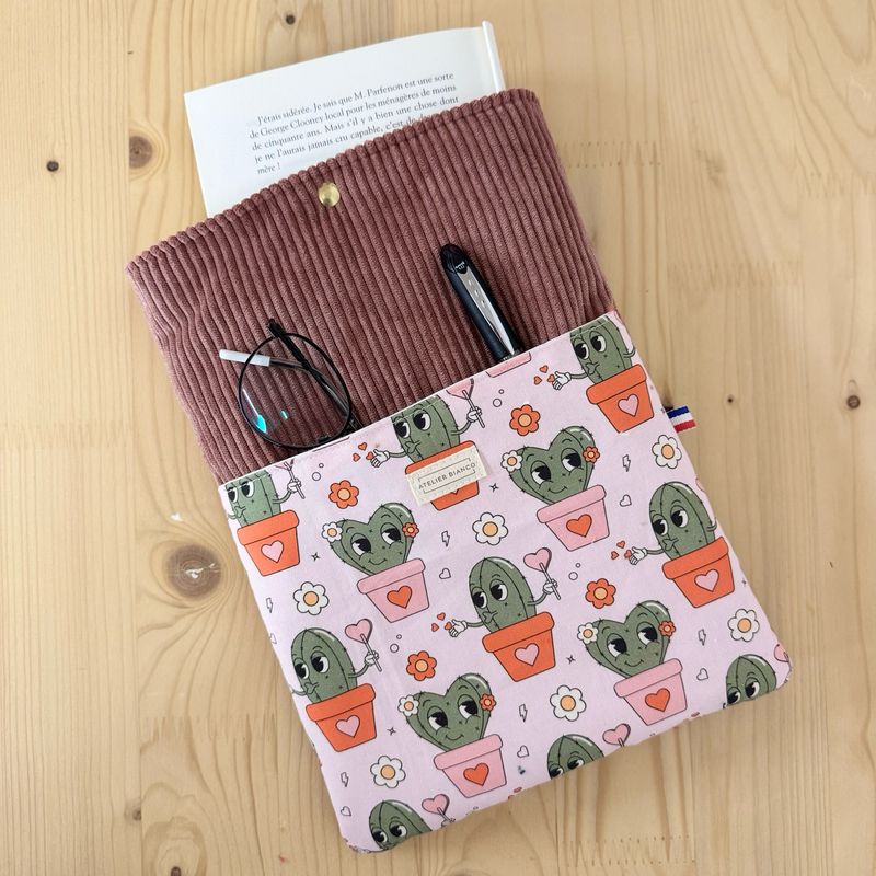 Pochette à livre – Velours côtelé & coton imprimé