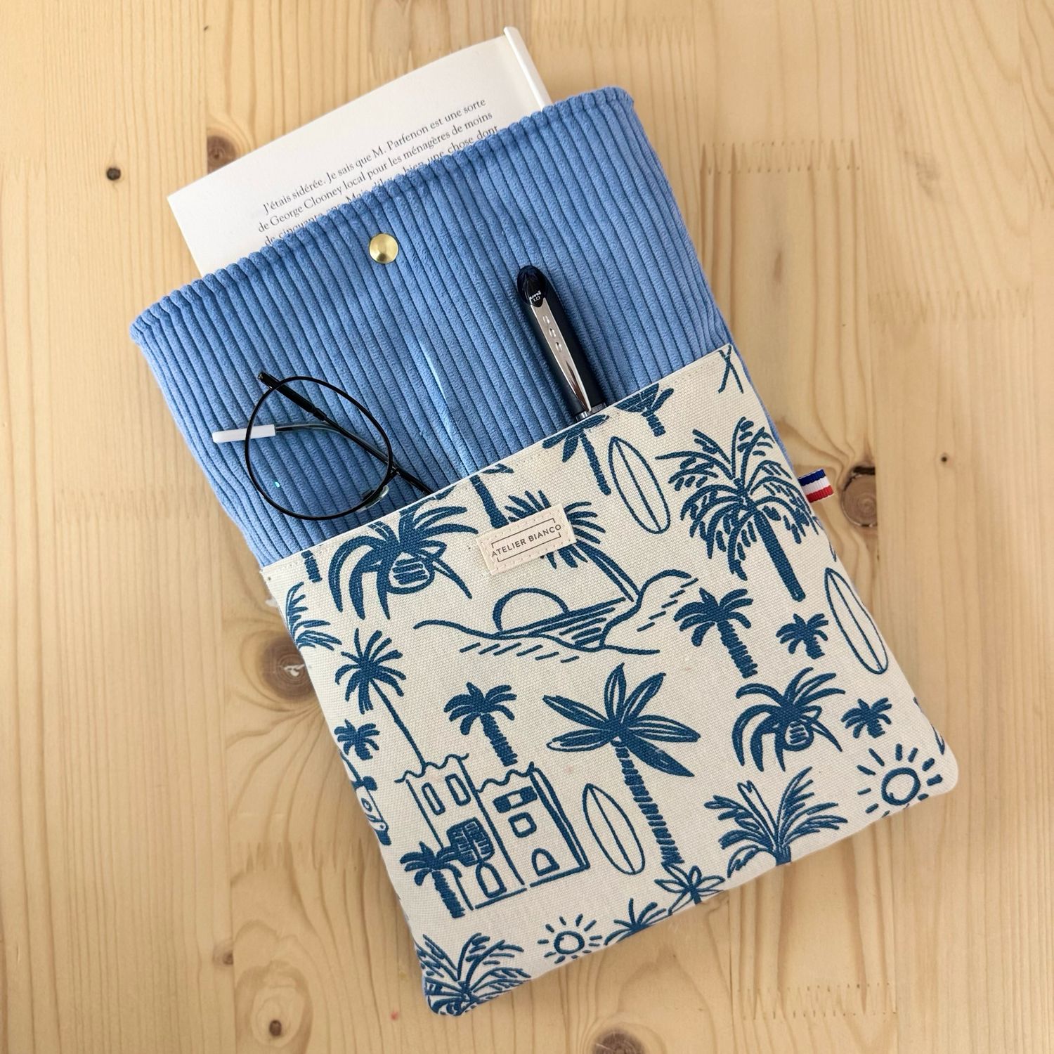 Pochette à livre – Velours côtelé & coton imprimé