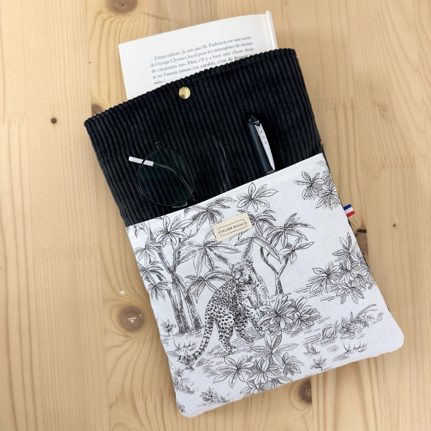 Pochette à livre – Velours côtelé & coton imprimé