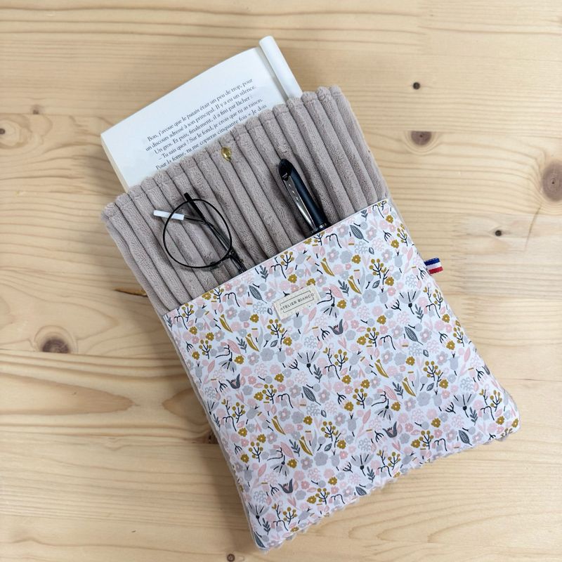 Pochette à livre – Velours côtelé & coton imprimé