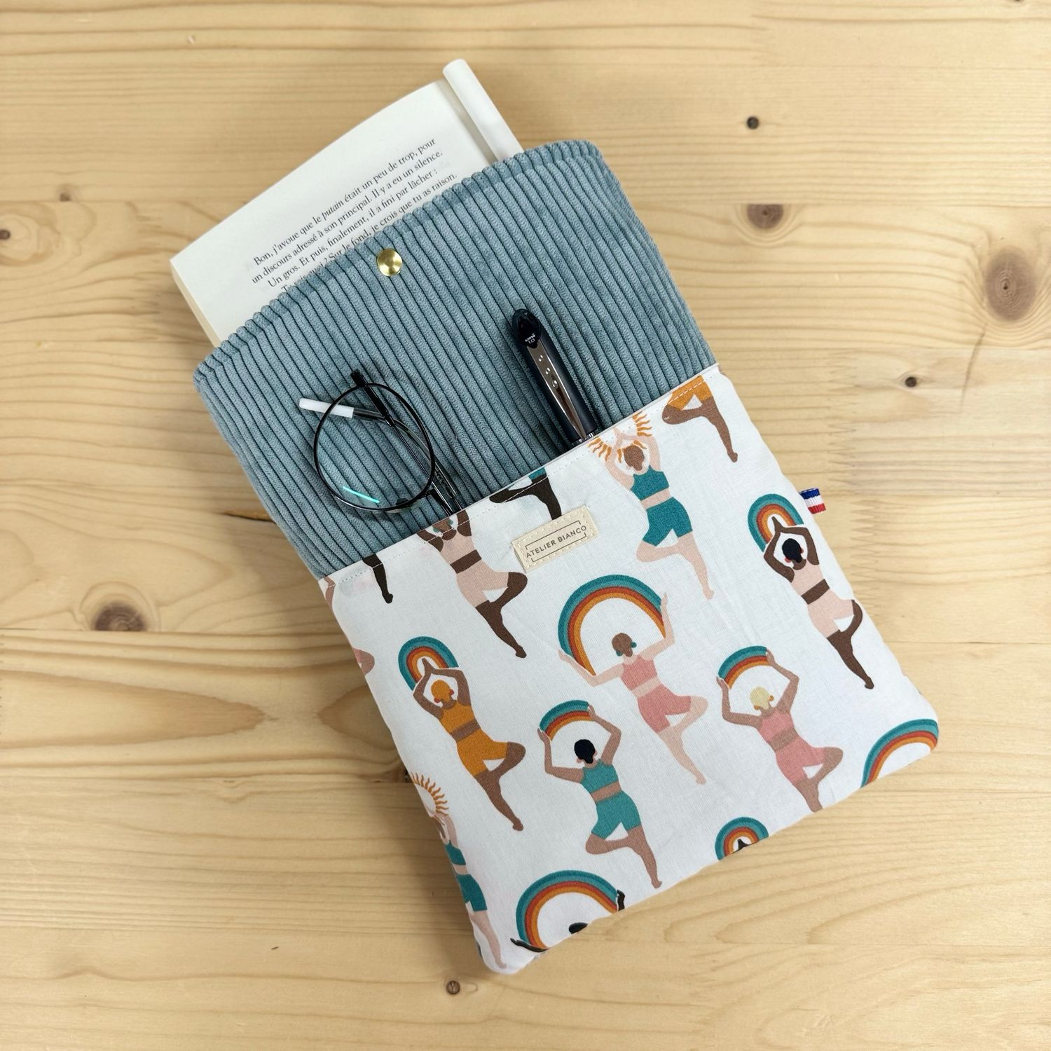 Pochette à livre – Velours côtelé & coton imprimé