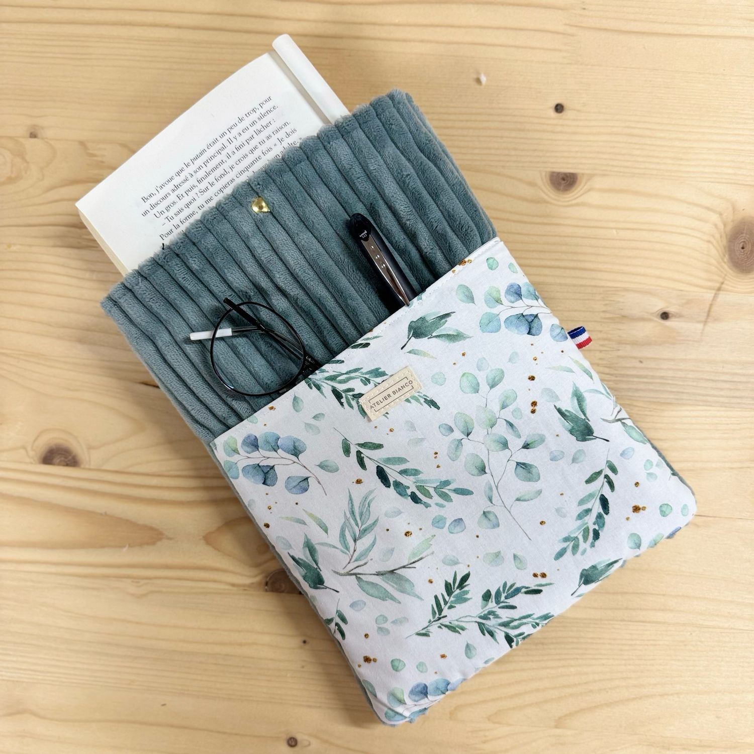 Pochette à livre – Velours côtelé & coton imprimé