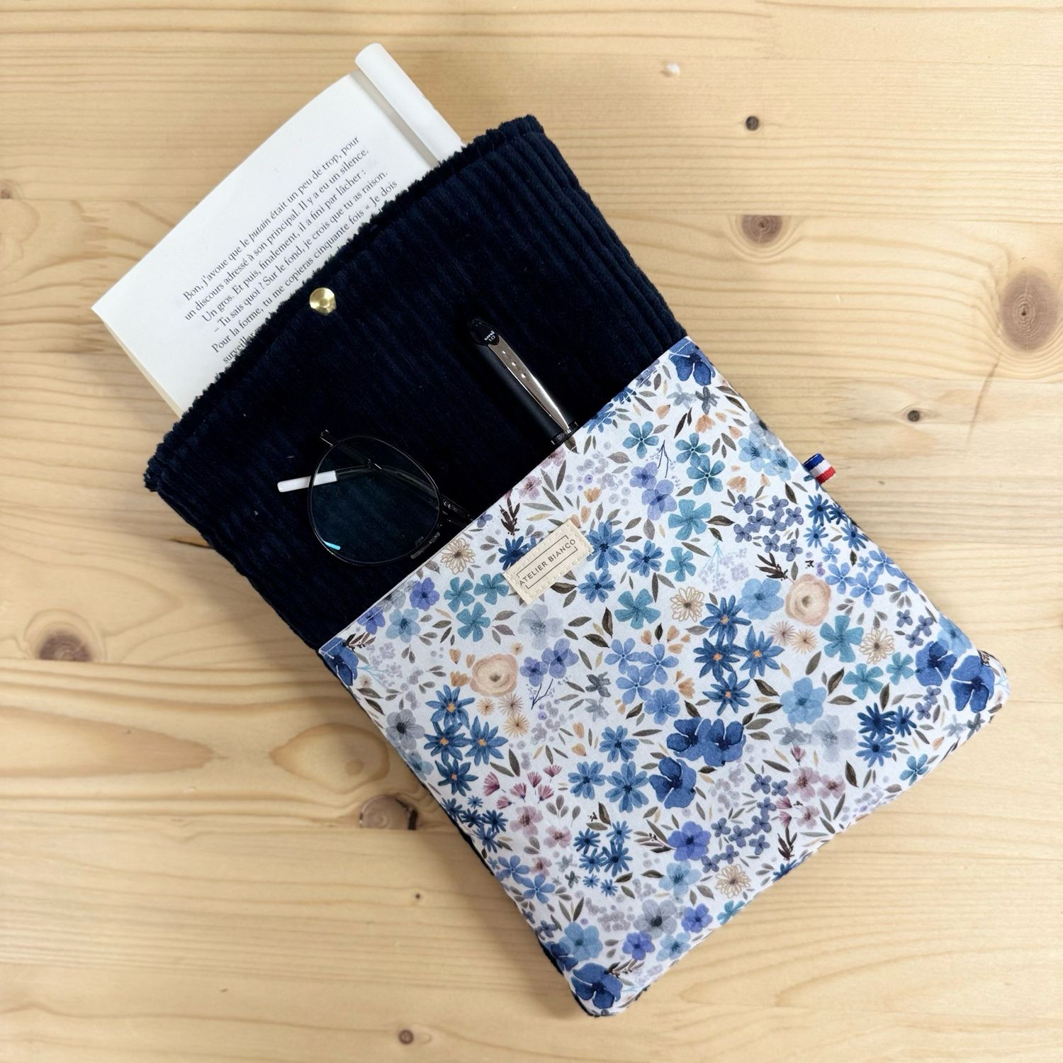 Pochette à livre – Velours côtelé & coton imprimé