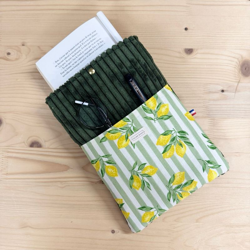 Pochette à livre – Velours côtelé & coton imprimé