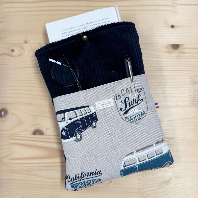 Pochette à livre – Velours côtelé & coton imprimé
