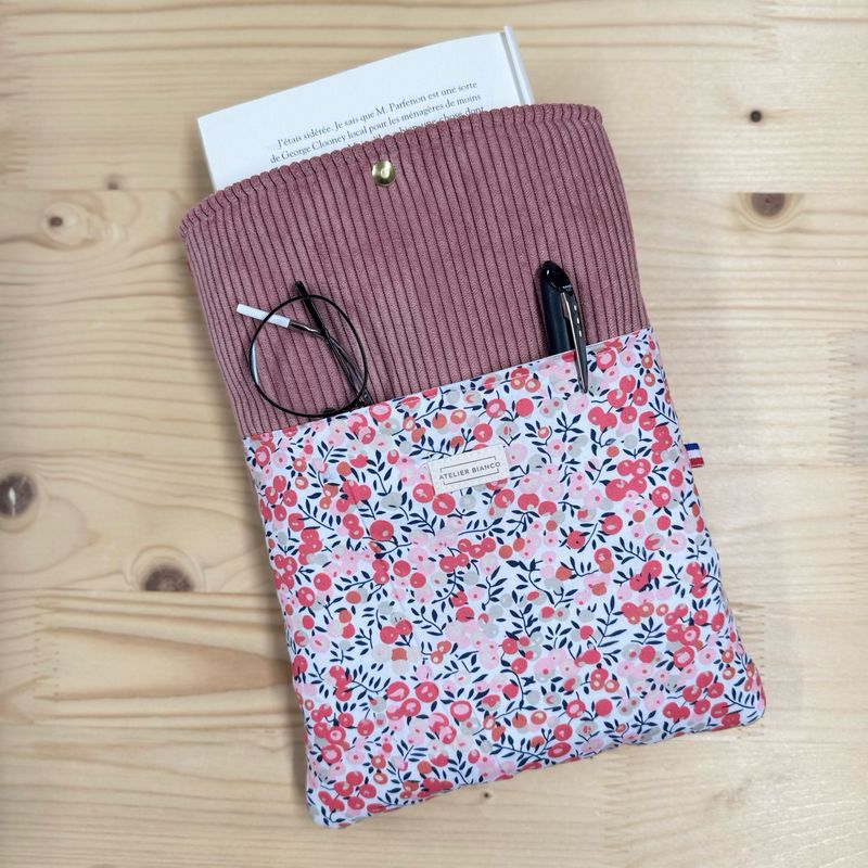 Pochette à livre – Velours côtelé & coton imprimé