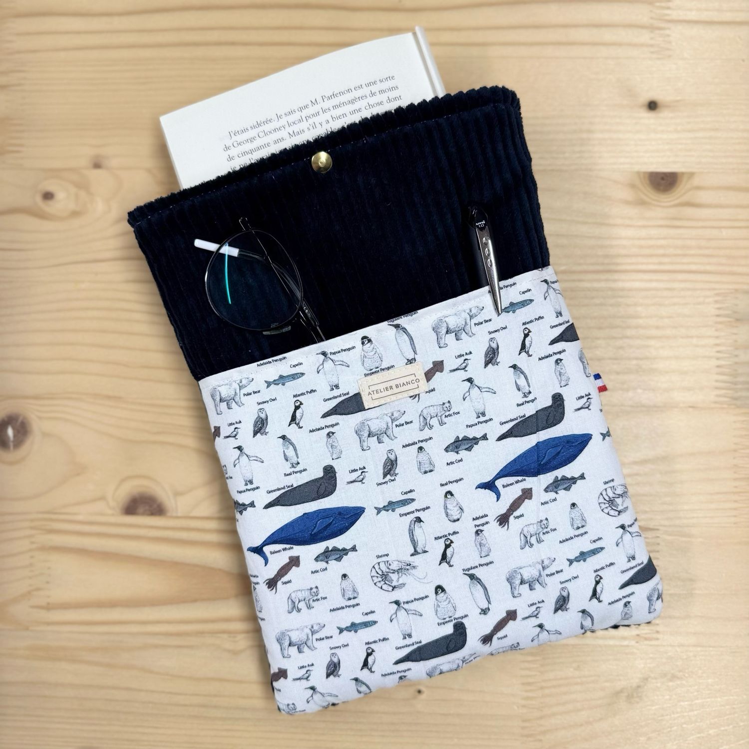 Pochette à livre – Velours côtelé & coton imprimé