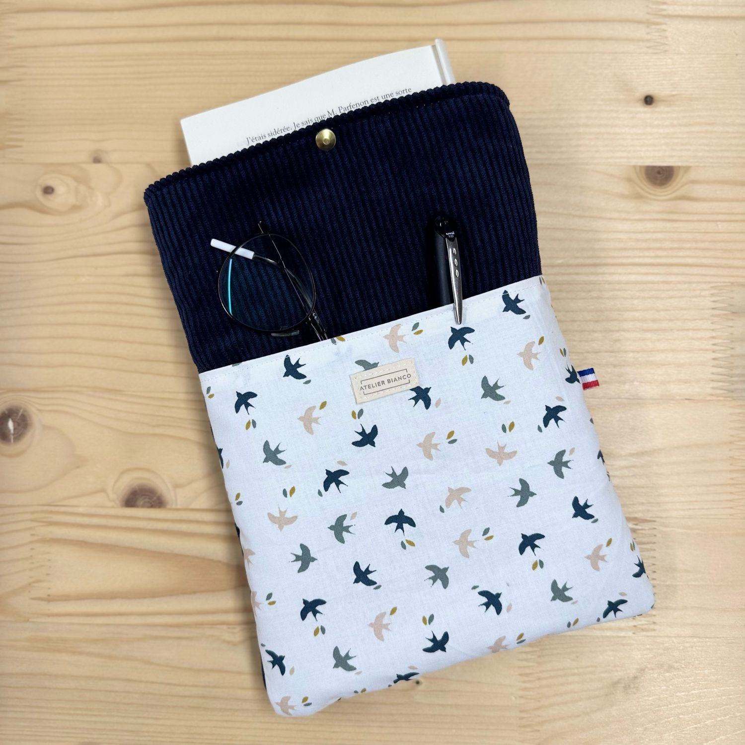 Pochette à livre – Velours côtelé & coton imprimé