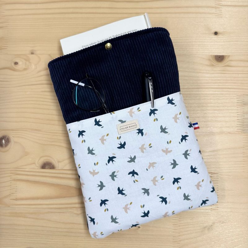 Pochette à livre – Velours côtelé & coton imprimé