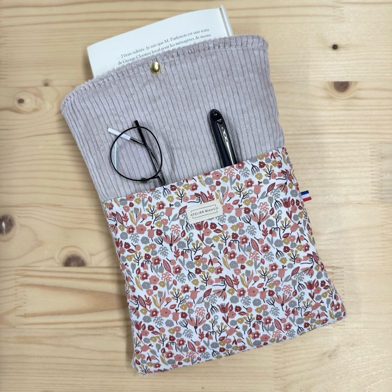 Pochette à livre – Velours côtelé & coton imprimé