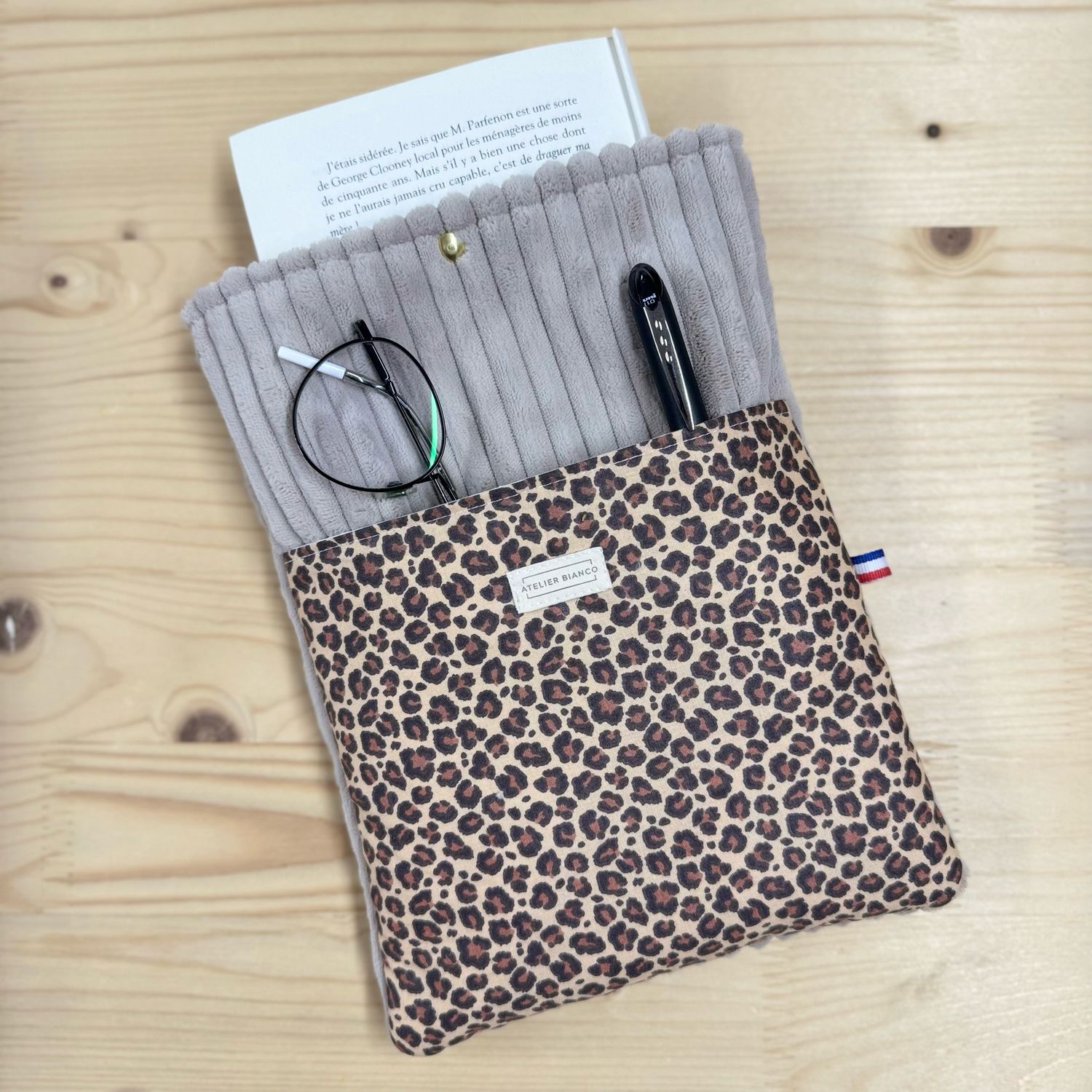 Pochette à livre – Velours côtelé & coton imprimé