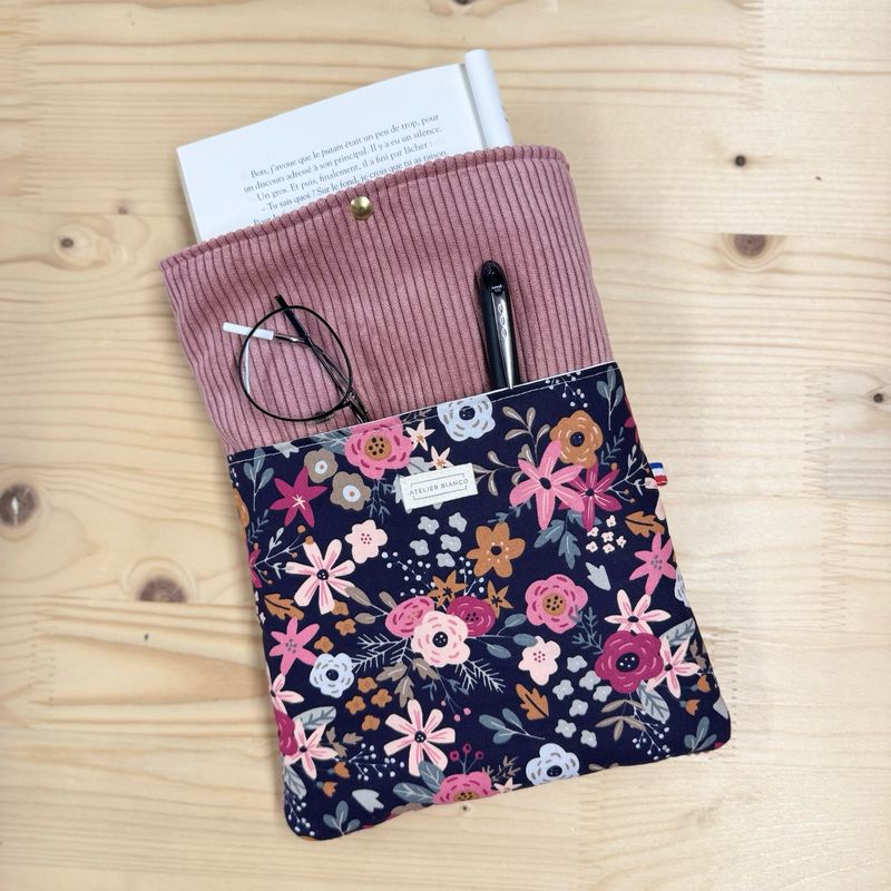 Pochette à livre – Velours côtelé & coton imprimé