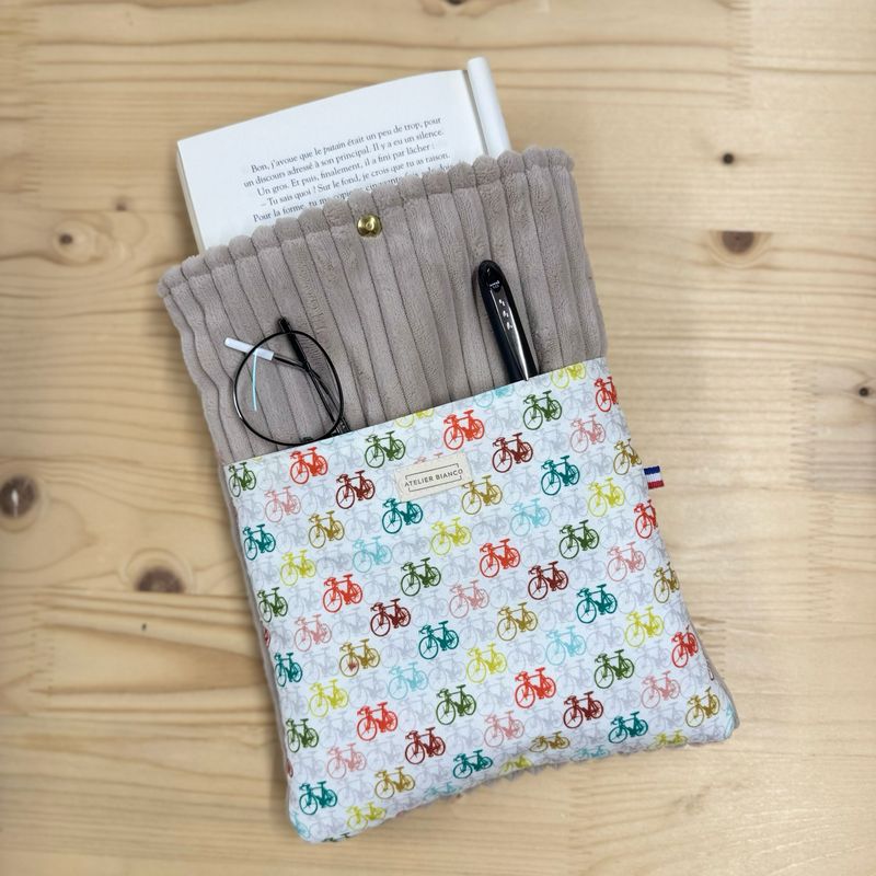 Pochette à livre – Velours côtelé & coton imprimé