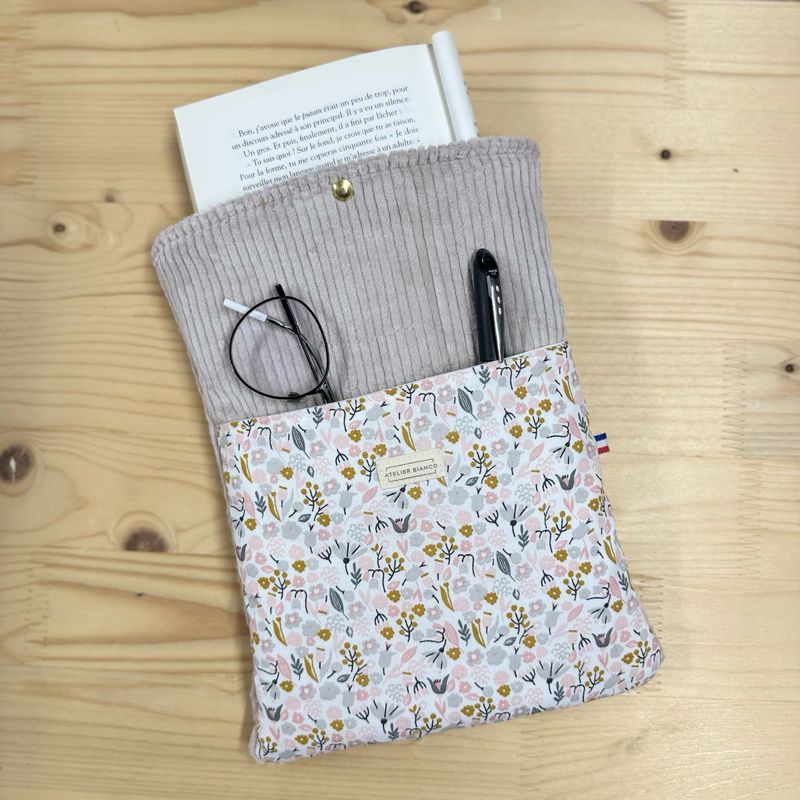 Pochette à livre – Velours côtelé & coton imprimé