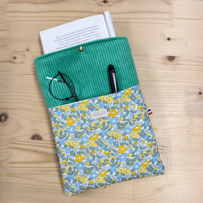 Pochette à livre – Velours côtelé & coton imprimé