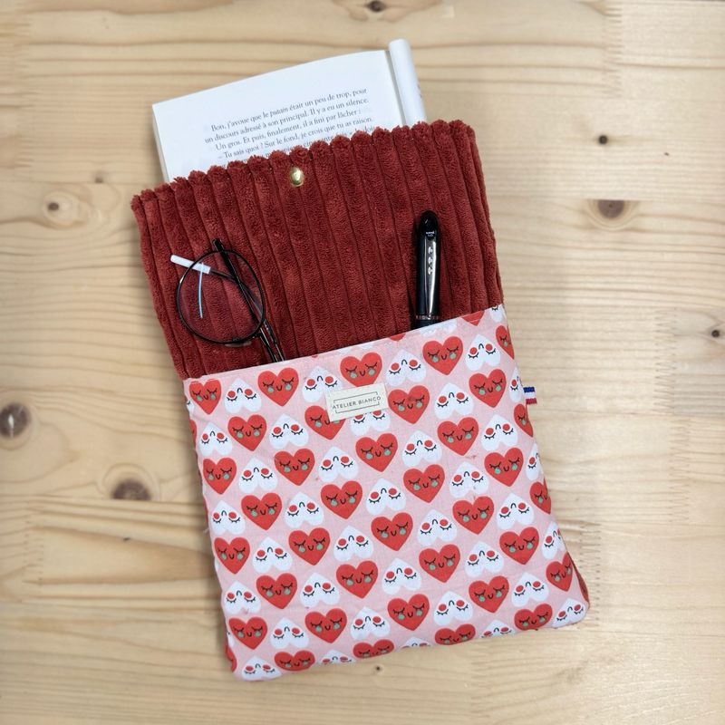 Pochette à livre – Velours côtelé & coton imprimé