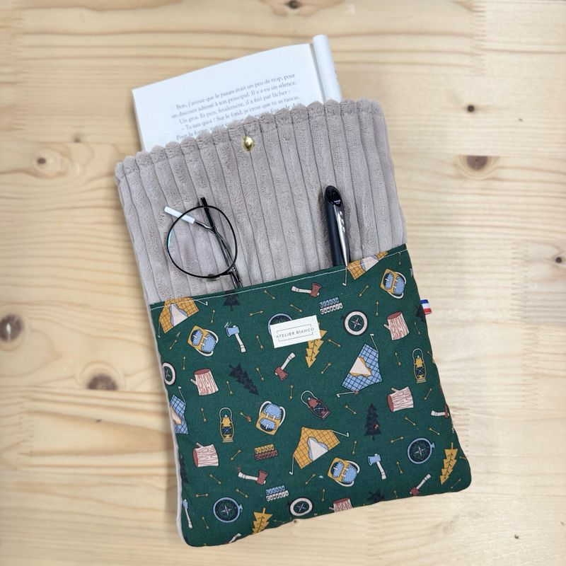 Pochette à livre – Velours côtelé & coton imprimé
