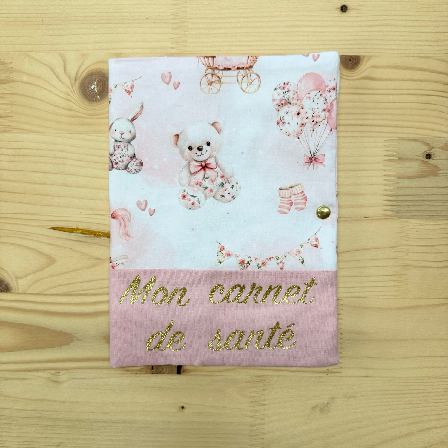 Protège carnet de santé - Motifs Toile de jouy rose