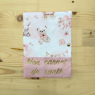 Protège carnet de santé - Motifs Toile de jouy rose