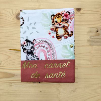 Protège carnet de santé - Motifs Tigre Arc en ciel