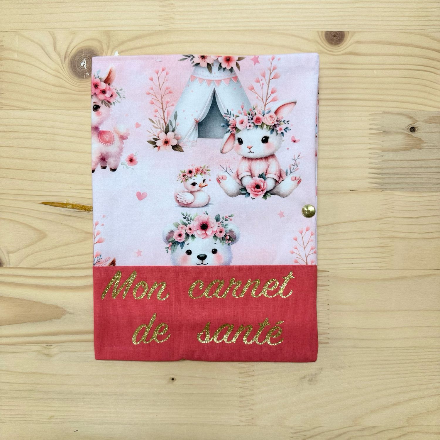 Protège carnet de santé - Motifs Lama, Lapin, Fleurs