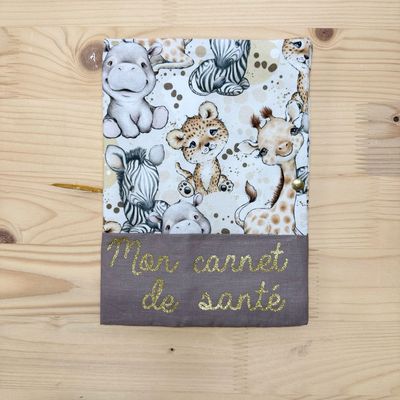 Protège carnet de santé - Motifs Savane beige