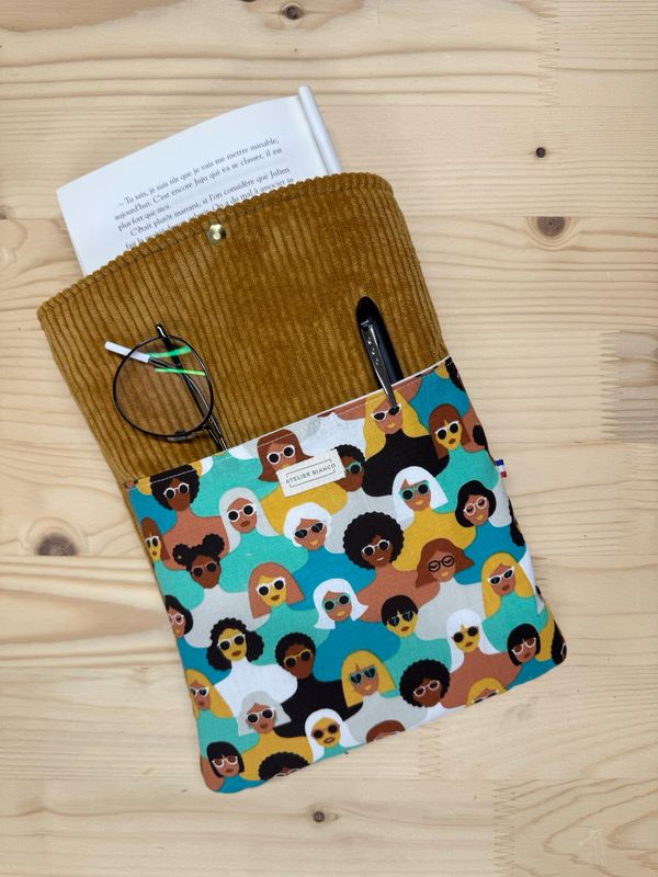 Pochette à livre – Velours côtelé & coton imprimé