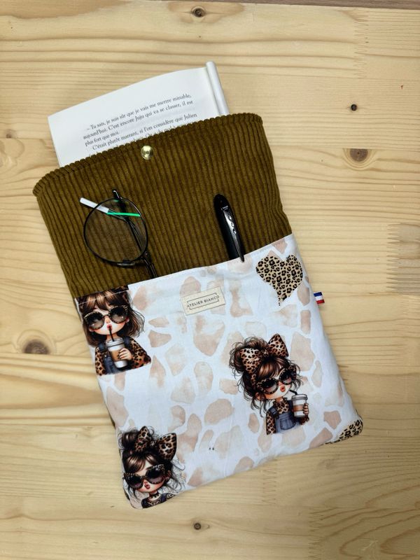 Pochette à livre – Velours côtelé & coton imprimé