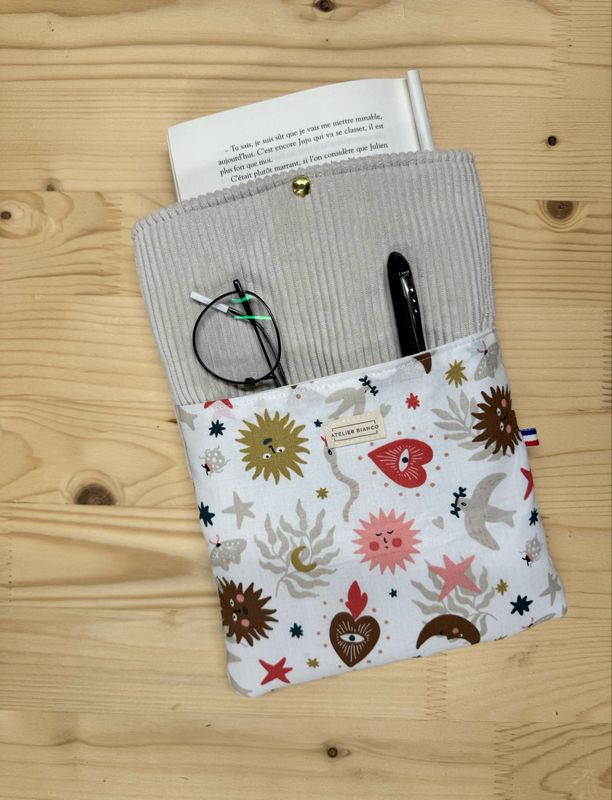 Pochette à livre – Velours côtelé & coton imprimé
