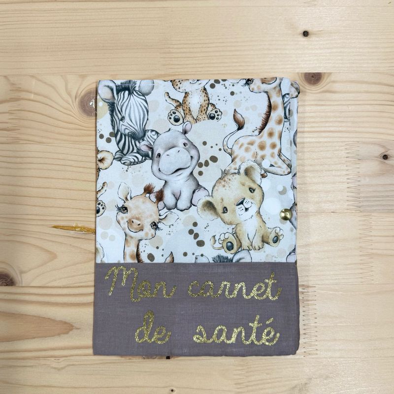 Protège carnet de santé - Motifs Savane beige