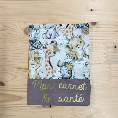 Protège carnet de santé - Motifs Savane beige fleurie