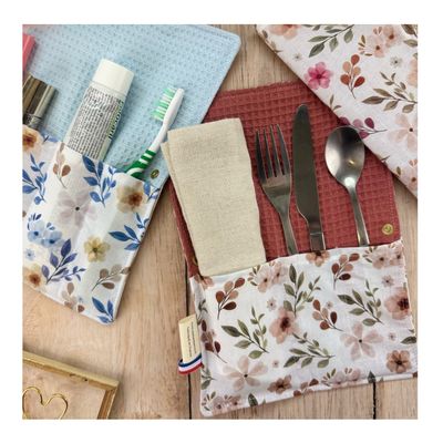 Pochette Multi-Usages - Couverts, Brosse à dents et dentifrice